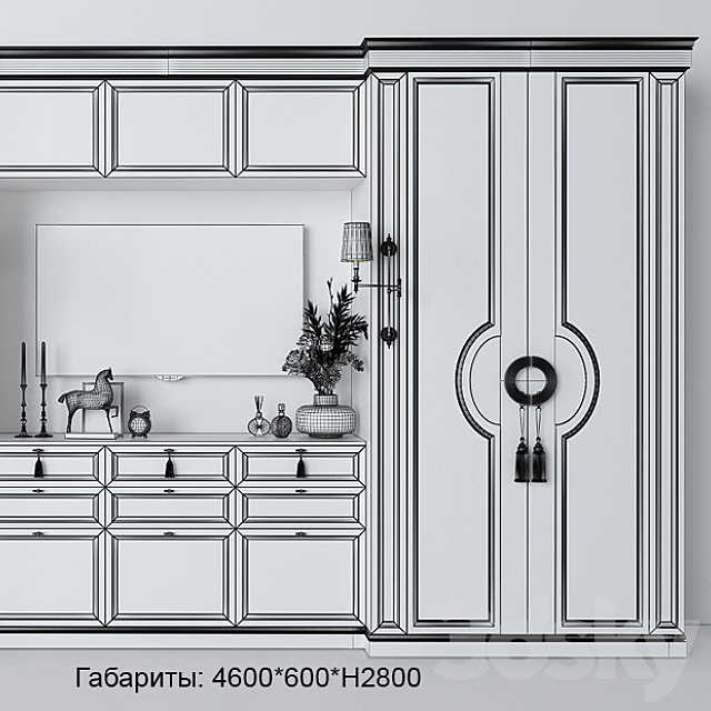 Cabinet with TV_7 zone 3DS Max Model - thumbnail 2