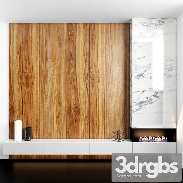 Fireplace & wood tv zone 3dsmax Download - thumbnail 1