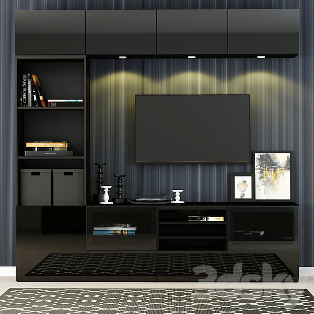 Furniture for TV Ikea BESTO _ Besta with a glass panel. 3ds Max - thumbnail 1