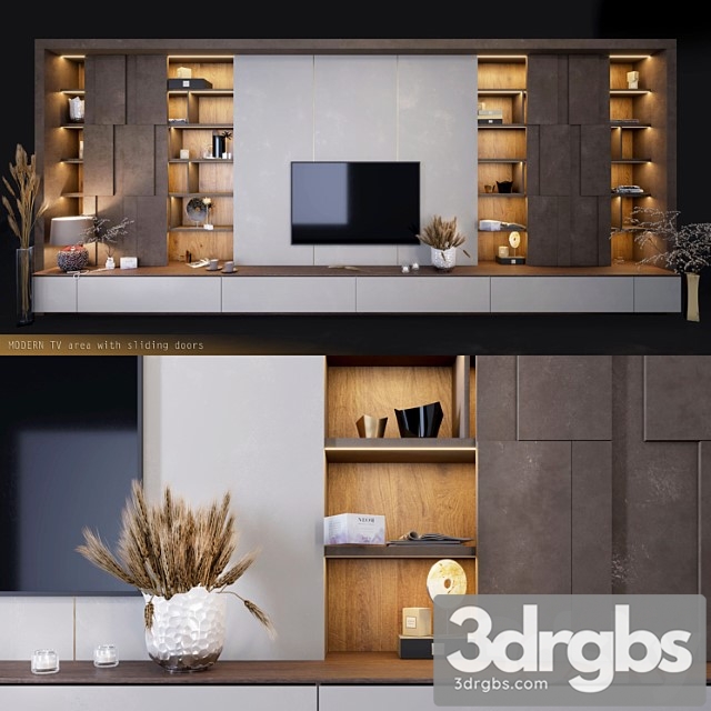 Furniture For TV Zones With Decor 3dsmax Download - thumbnail 1