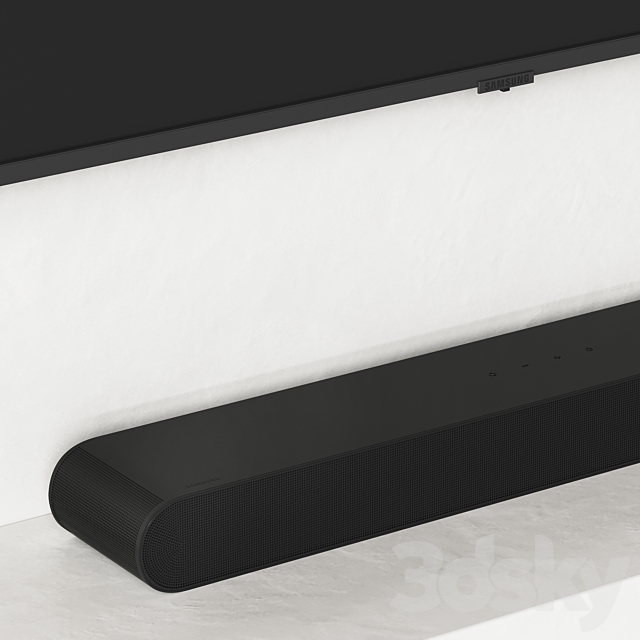 Minimalistic TV wall with a stone surface 3ds Max - thumbnail 3