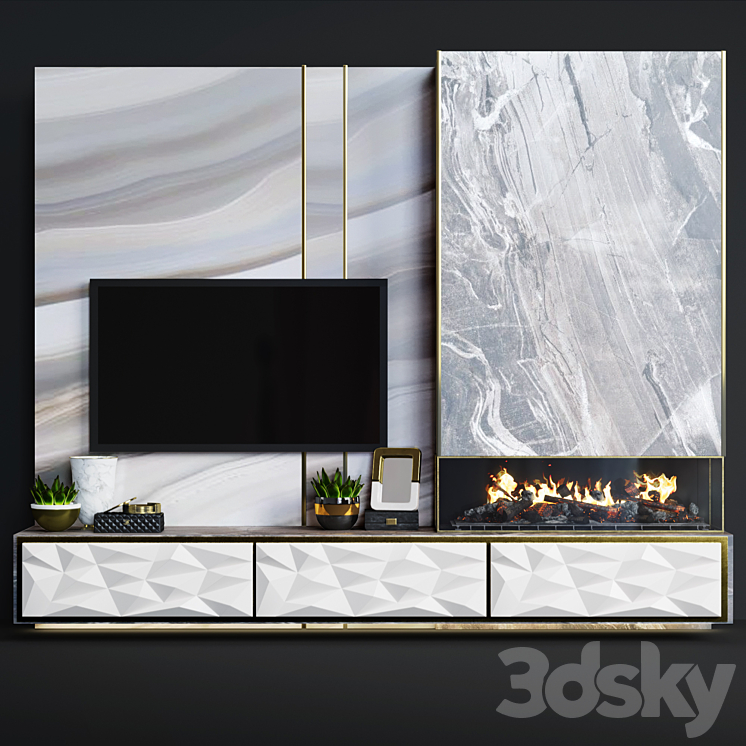 Modern fireplace 15 3DS Max - thumbnail 1