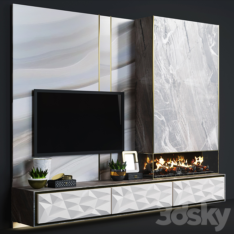 Modern fireplace 15 3DS Max - thumbnail 2