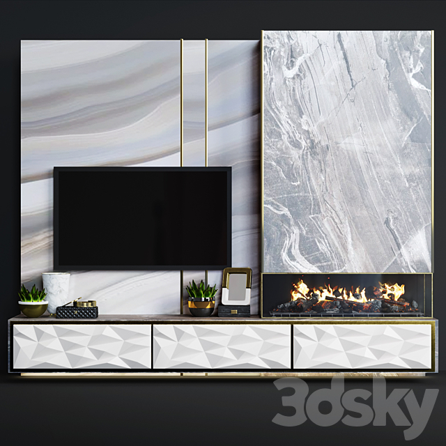 Modern fireplace 15 3DSMax File - thumbnail 1