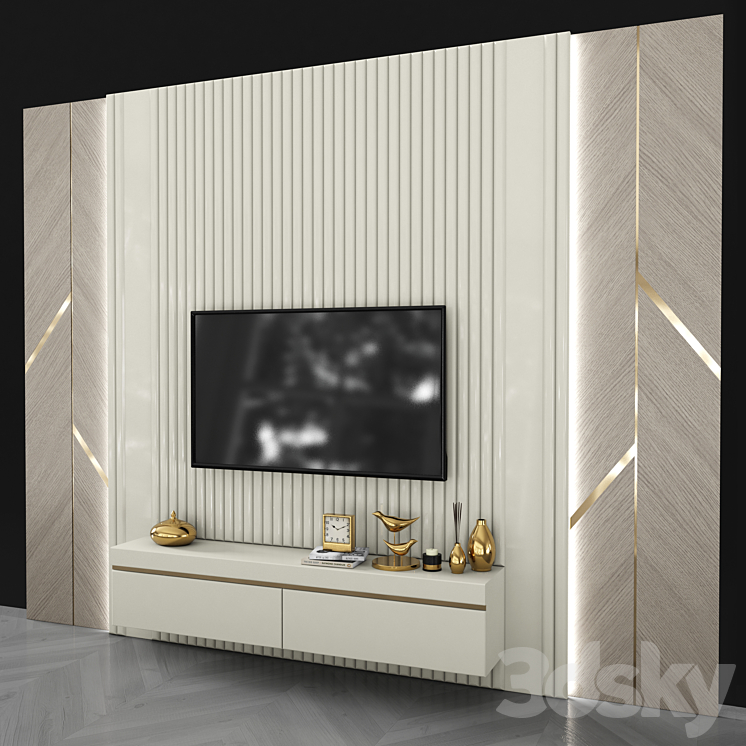 Modern TV Shelf set15 3DS Max - thumbnail 2