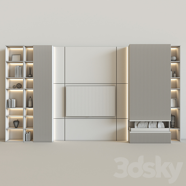 Modern Tv Wall 11 3DS Max Model - thumbnail 2