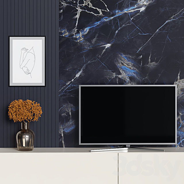 Modern Tv Wall 19 3DS Max Model - thumbnail 4