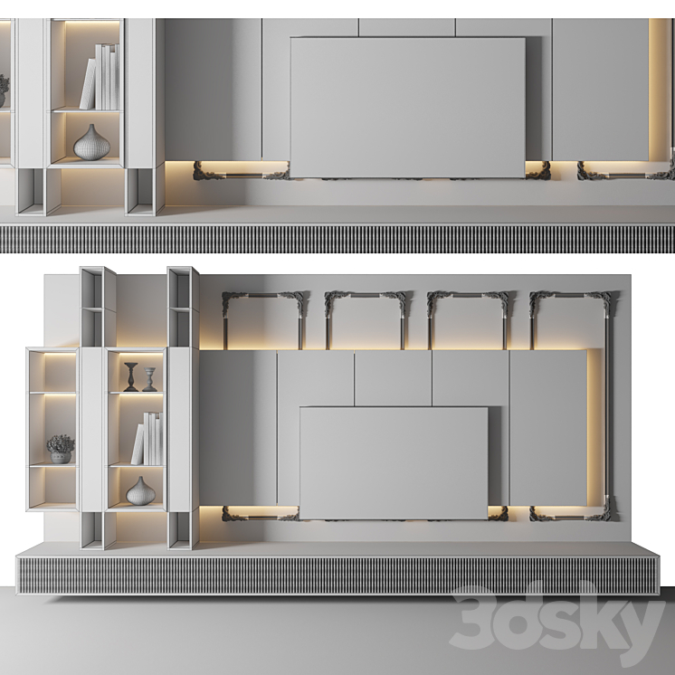 Modern TV Wall 24 3DS Max Model - thumbnail 2