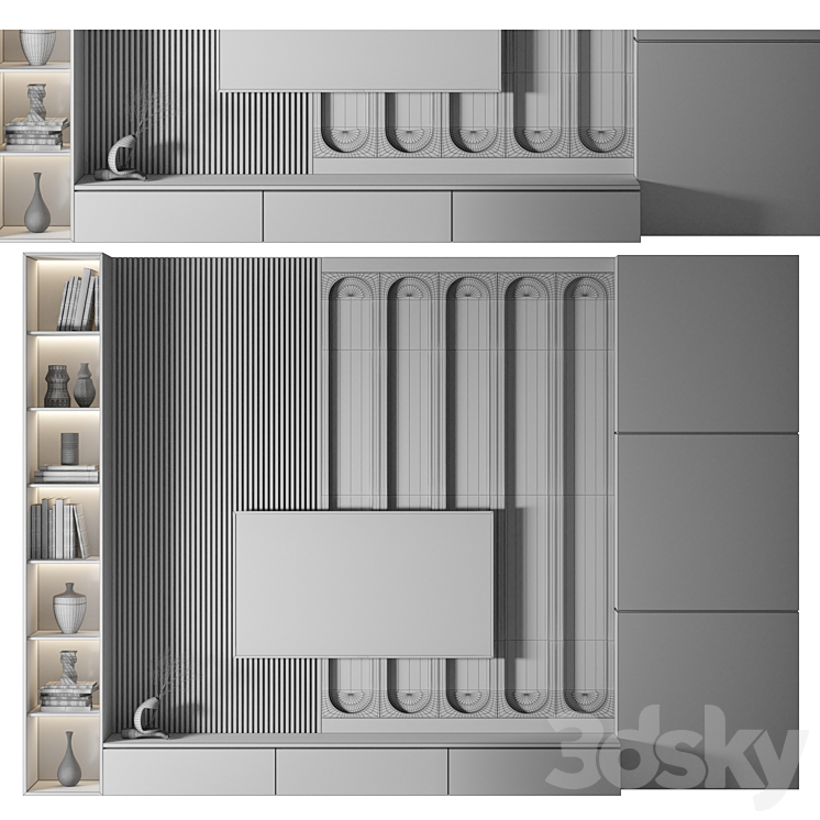 Modern TV Wall 30 3DS Max Model - thumbnail 2