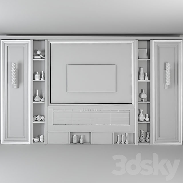 modern tv wall set 20 3DS Max Model - thumbnail 4