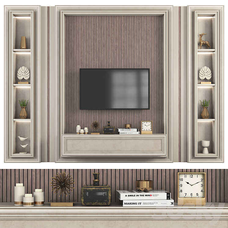 Modern TV Wall set147 3DS Max Model - thumbnail 1