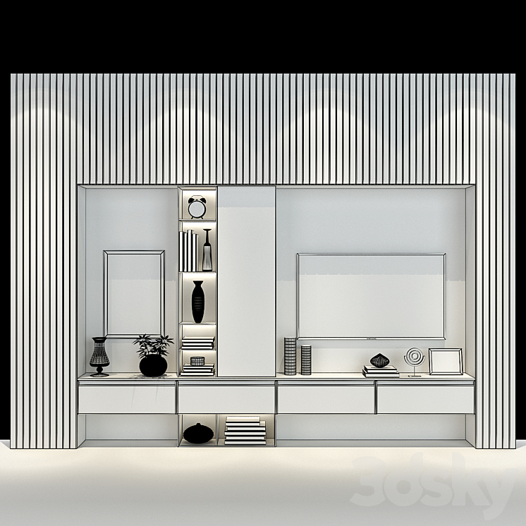 Modern TV Wall set190 3DS Max - thumbnail 2