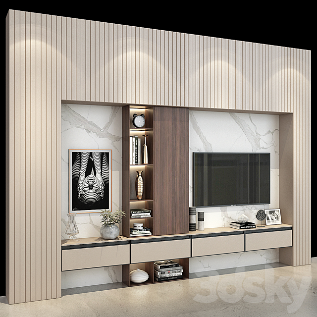 Modern TV Wall set190 3DSMax File - thumbnail 3