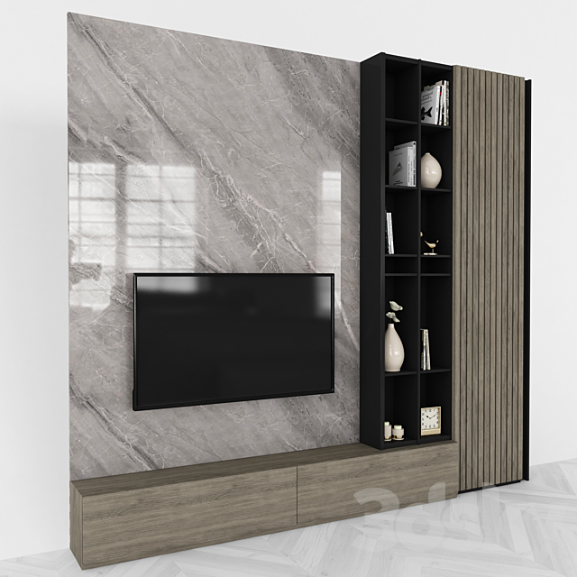 Modern TV Wall set42 3DS Max Model - thumbnail 4