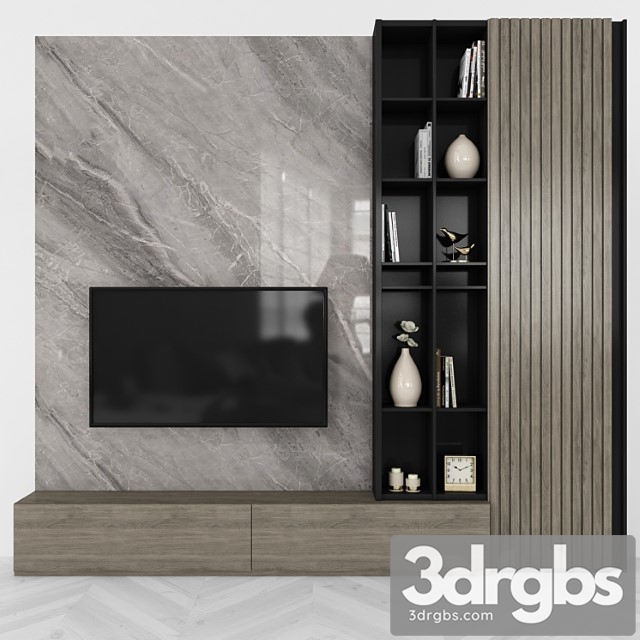 Modern TV Wall set42 3dsmax Download - thumbnail 1