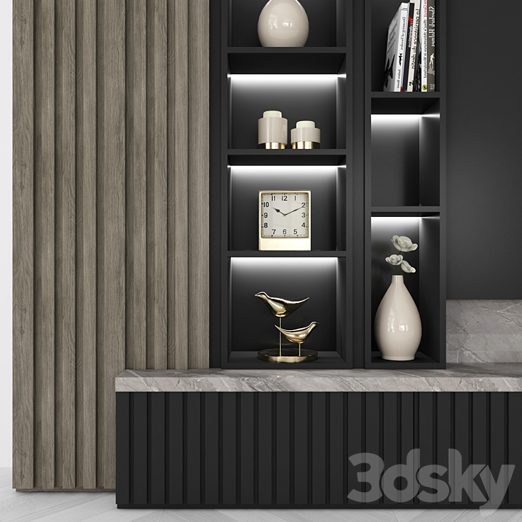 Modern TV Wall set43 3DS Max - thumbnail 2