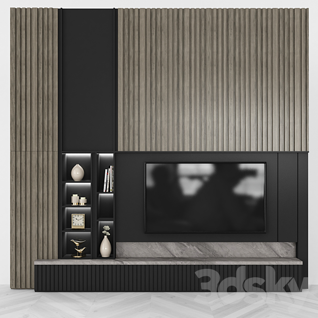 Modern TV Wall set43 3DSMax File - thumbnail 1