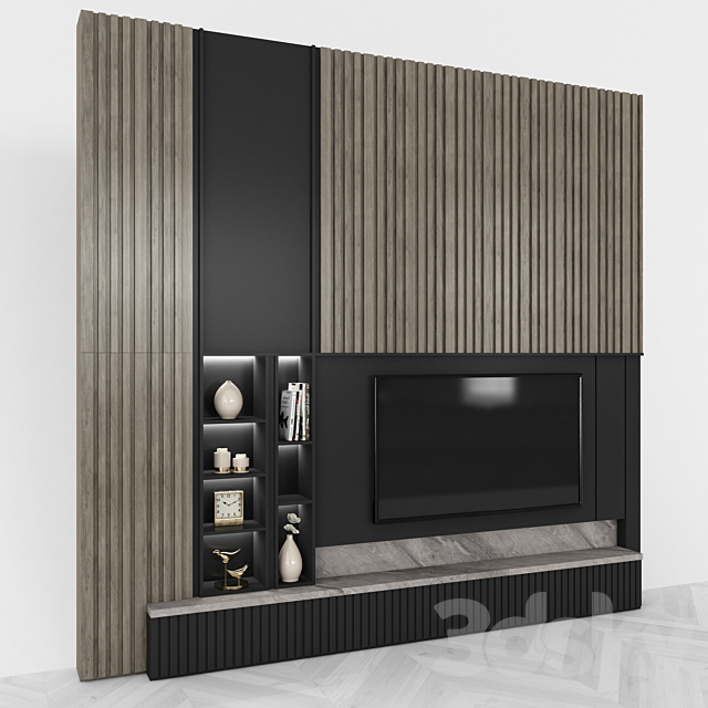 Modern TV Wall set43 3DSMax File - thumbnail 3