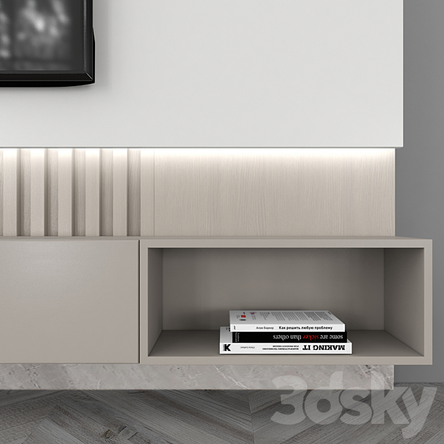 Modern TV Wall set55 3DS Max Model - thumbnail 3