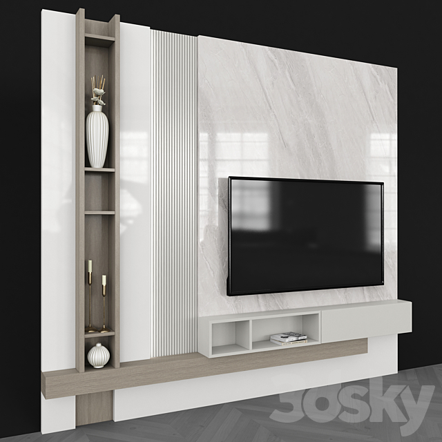 Modern TV Wall set63 3DS Max Model - thumbnail 3