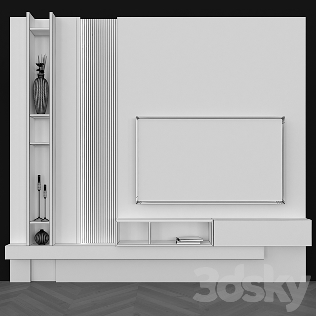 Modern TV Wall set63 3DS Max Model - thumbnail 4