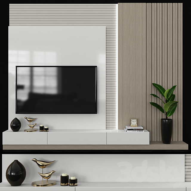 Modern TV Wall set64 3DSMax File - thumbnail 1