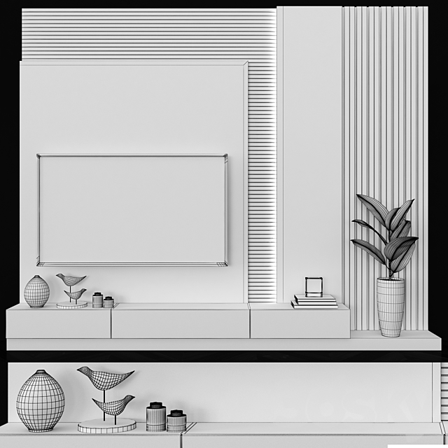 Modern TV Wall set64 3DSMax File - thumbnail 4