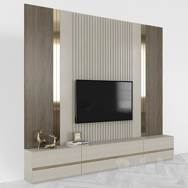 Modern TV Wall set83 3DS Max Model - thumbnail 2