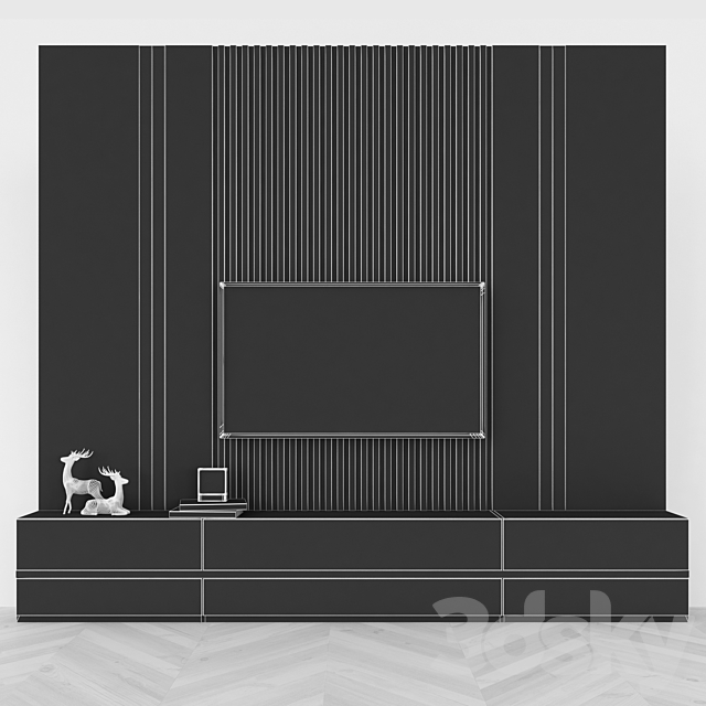 Modern TV Wall set83 3DS Max Model - thumbnail 4