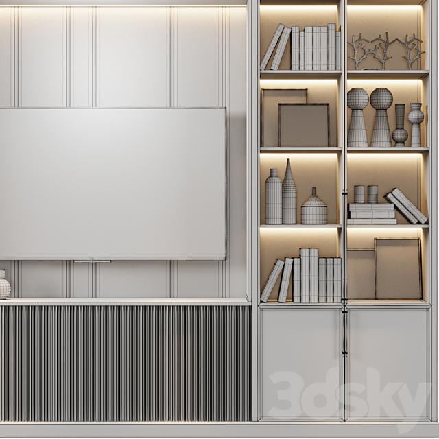 Neoclassical TV wall 008 3DSMax File - thumbnail 5