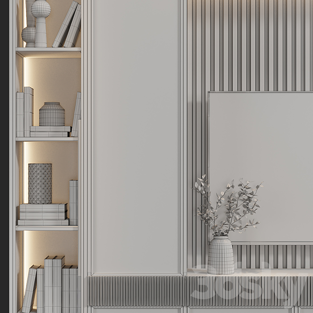 Neoclassical TV wall 015 3DS Max Model - thumbnail 4