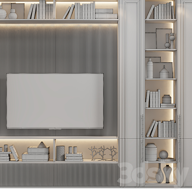 Neoclassical TV wall 016 3DSMax File - thumbnail 4