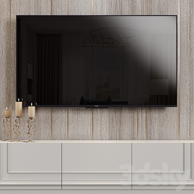 Neoclassical TV wall 020 3DS Max Model - thumbnail 2