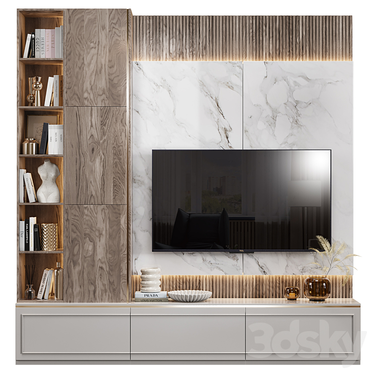 Neoclassical TV wall 021 3DS Max Model - thumbnail 3