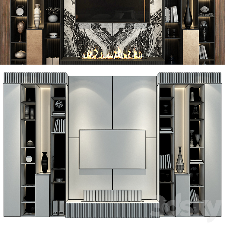 Plywood TV Shelf YTR-84 3DS Max Model - thumbnail 2