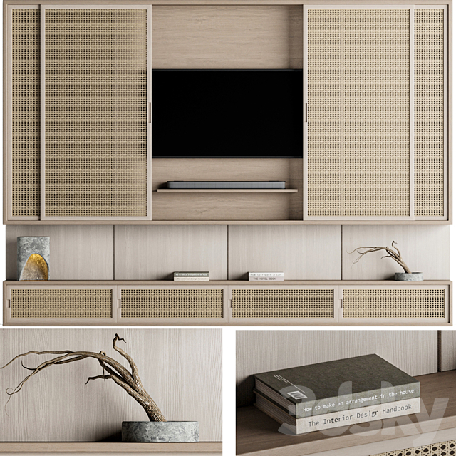 Rattan TV Wall 01 3ds Max - thumbnail 1