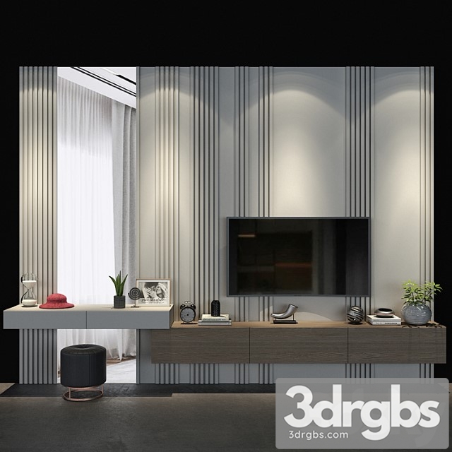 Set TV Wall 64 3dsmax Download - thumbnail 1