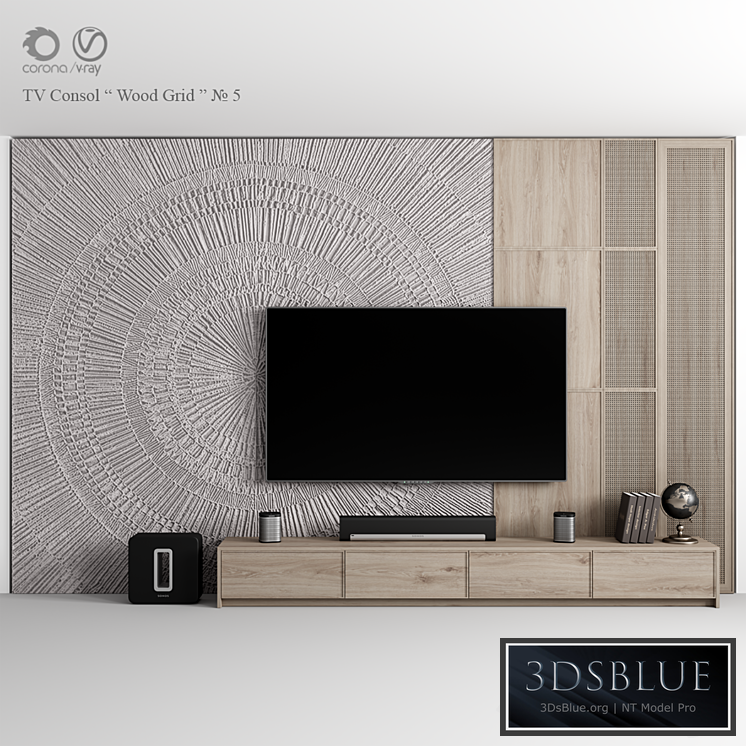 “TV Consol “”Wood Grid””” 3DS Max - thumbnail 3