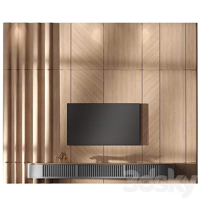 TV set wall 05 3DS Max Model - thumbnail 2