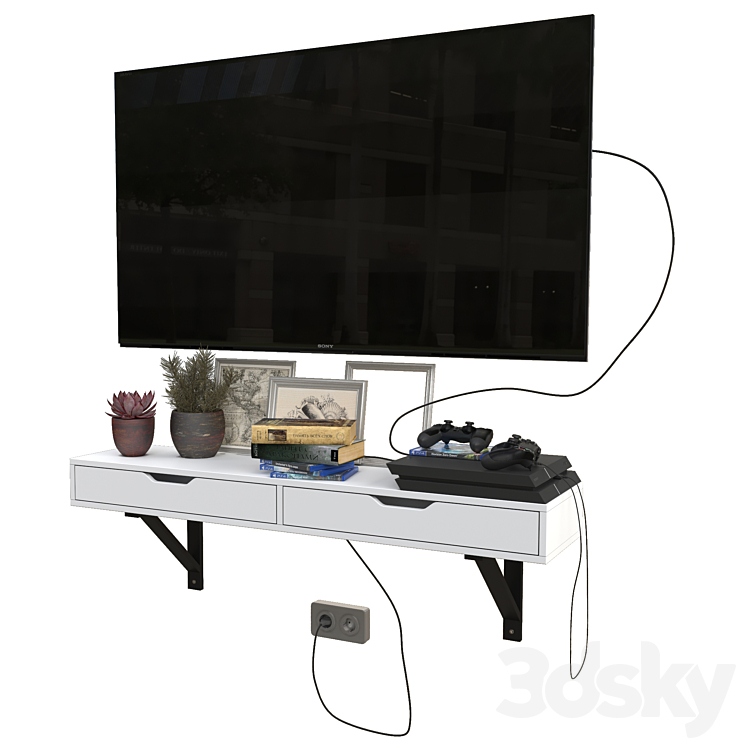 TV set with playstation 4 3DS Max - thumbnail 1