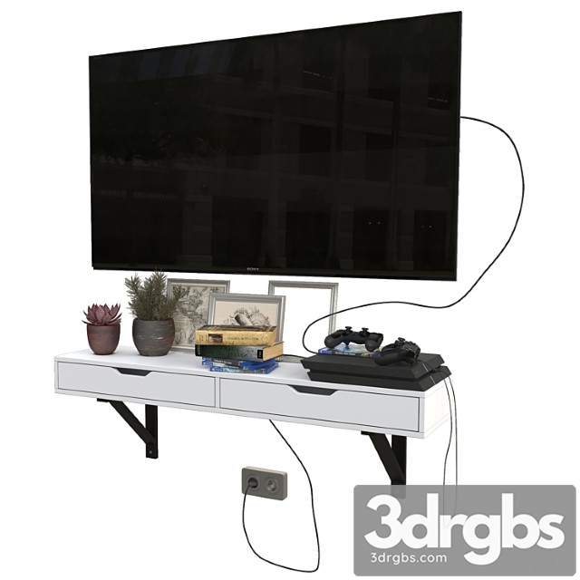 Tv set with playstation 4 3dsmax Download - thumbnail 1