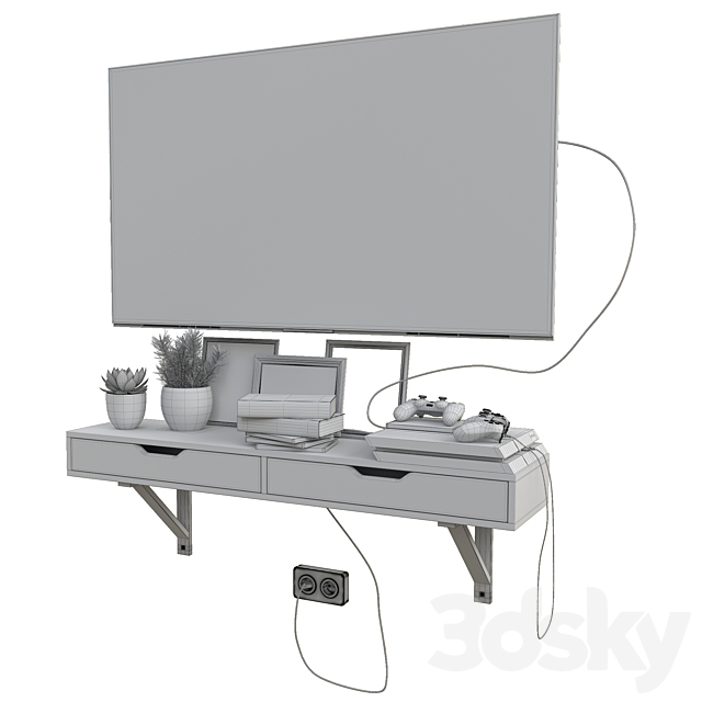 TV set with playstation 4 3DSMax File - thumbnail 3