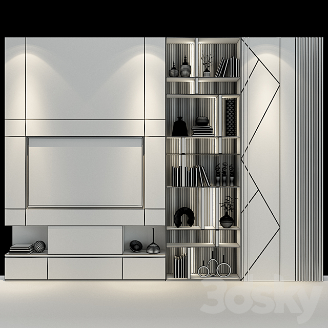 TV shelf 0213 3DS Max Model - thumbnail 3