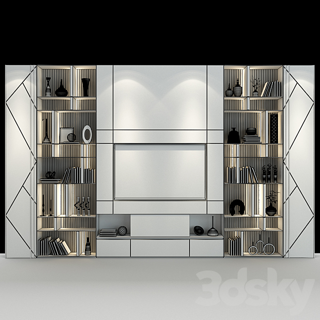 TV shelf 0232 3DS Max Model - thumbnail 3