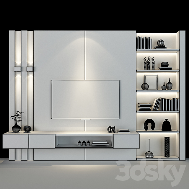 TV shelf 0259 3DS Max Model - thumbnail 3