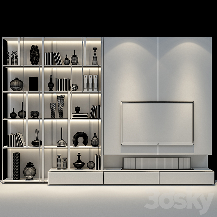 TV shelf 0453 3DS Max Model - thumbnail 2