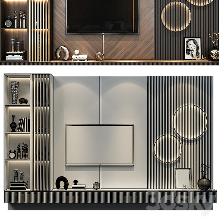 TV shelf 0521 3DS Max Model - thumbnail 2