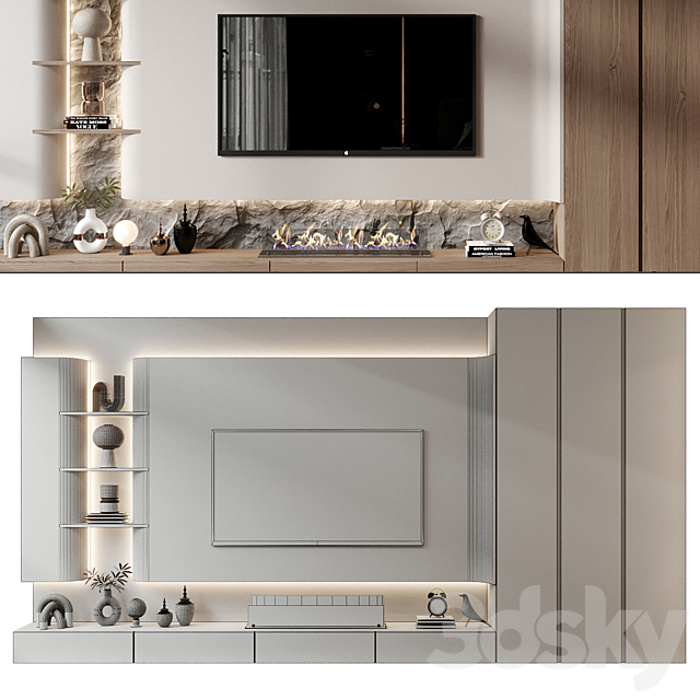 TV shelf 0684 3DS Max Model - thumbnail 2