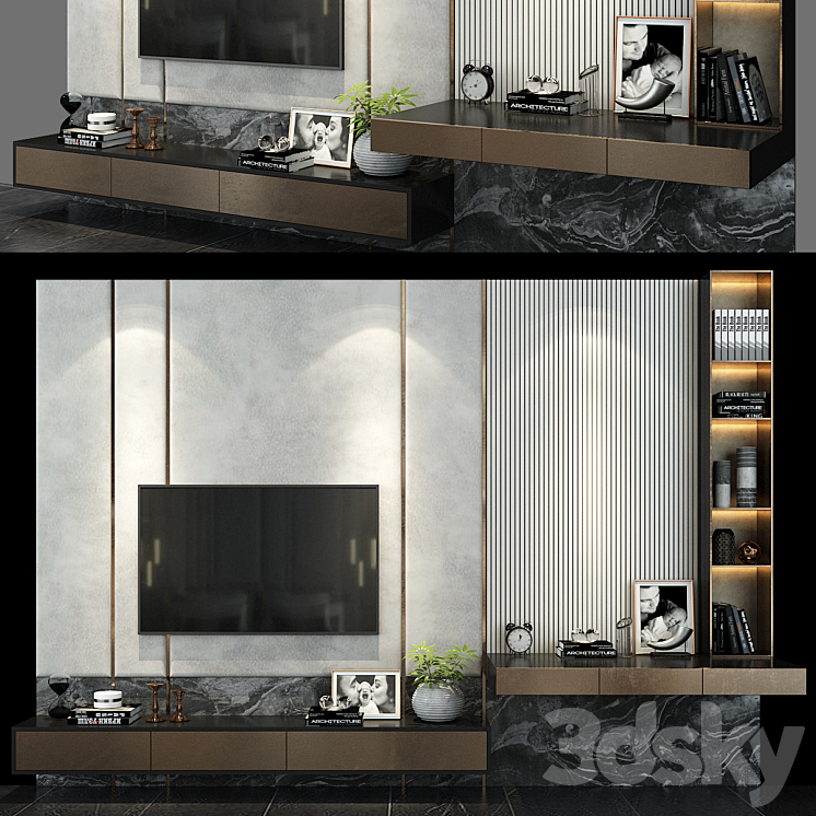 TV shelf set 119 3DS Max - thumbnail 1