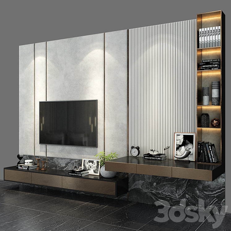 TV shelf set 119 3DS Max - thumbnail 2